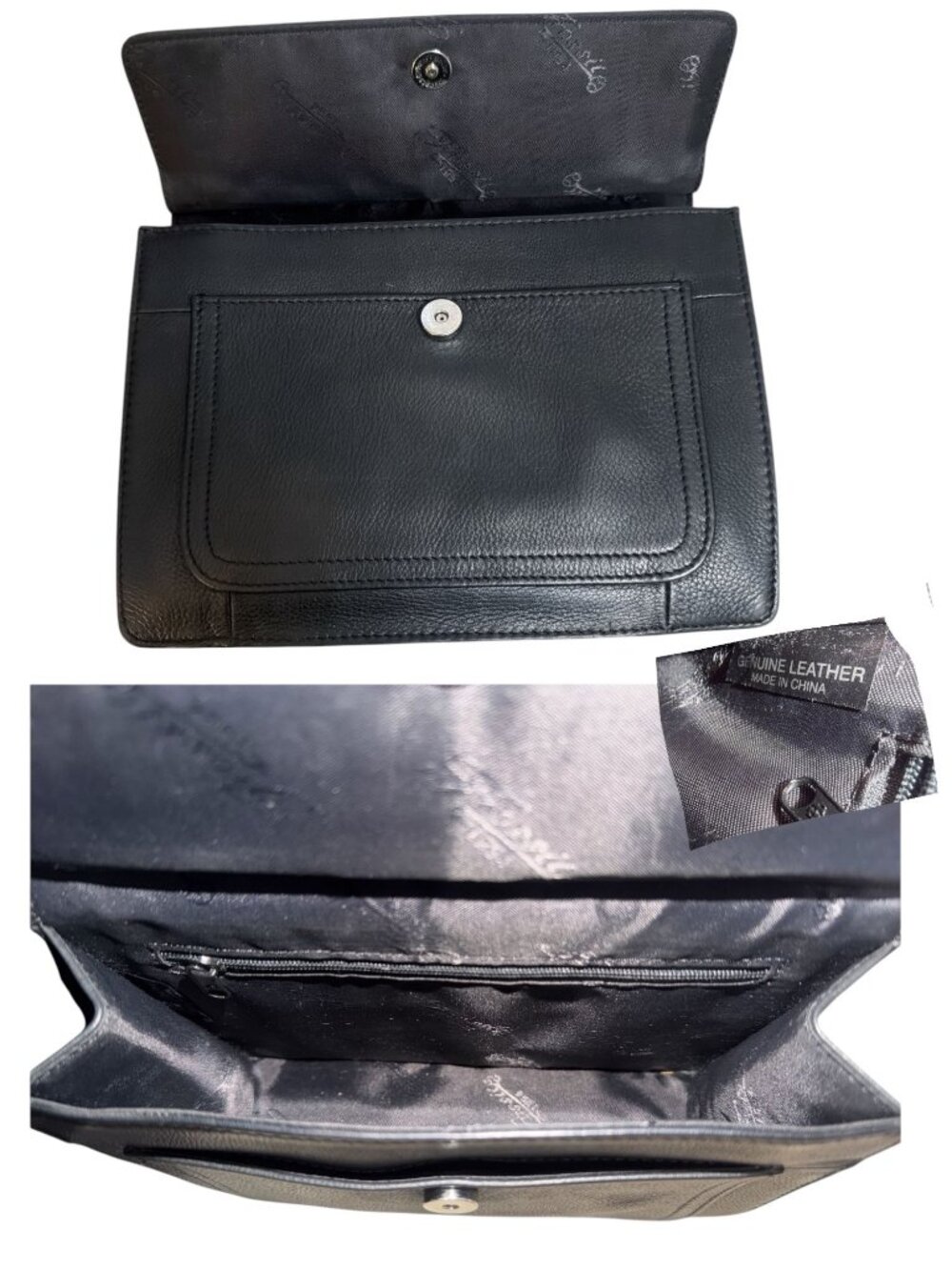 VTG Fossil Crossbody Organizer Black Pebbled Leather Multicompartment Travel Bag - Picture 8 of 8
